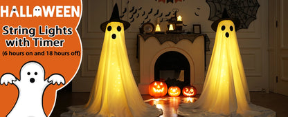 2 Packs Glow-in-the-Dark Halloween Ghosts for Yard & Home Decoration