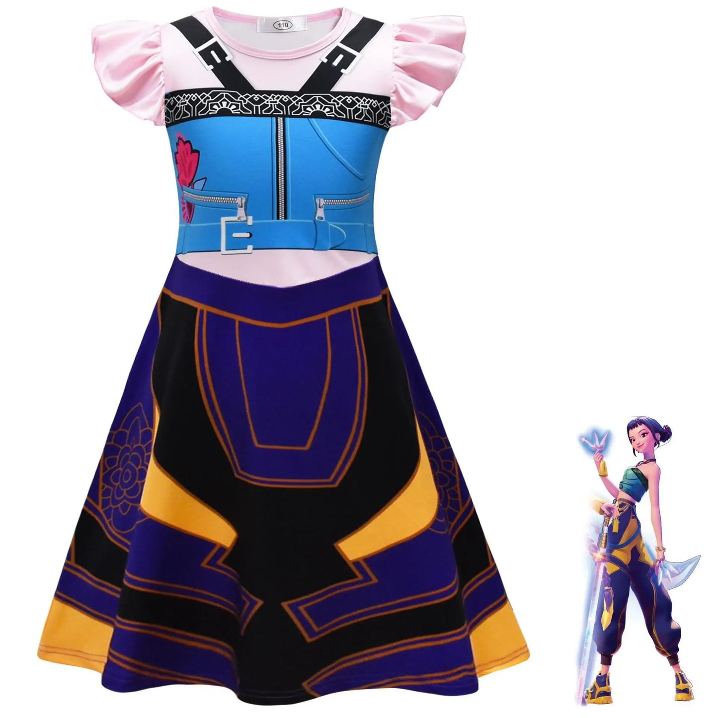 Kids KPop Demon Hunter Cosplay Dress, Cartoon Rumi Costume for Halloween & Xmas Party
