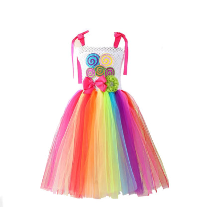 Candy Princess Halloween Dress with Headband & Candy Scepter, Sweet Party Costume