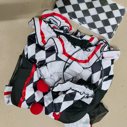 Women’s Clown Cosplay Costume, Halloween Circus Outfit, Stage Performance Dress