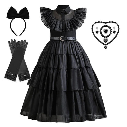 Purim Girls Wednesday Cosplay Dress Halloween Costume & Casual Summer Outfit