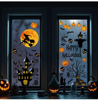 Halloween Spider & Skull Electrostatic Stickers for Party & Window Decor