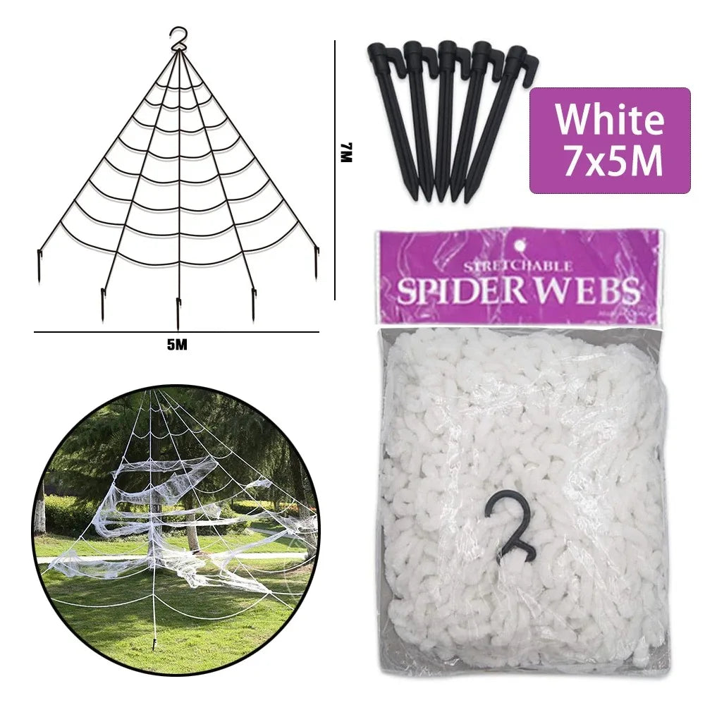 Giant Spider & Huge Web Halloween Decoration for Indoor & Outdoor Haunted Props