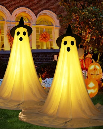 2 Packs Glow-in-the-Dark Halloween Ghosts for Yard & Home Decoration