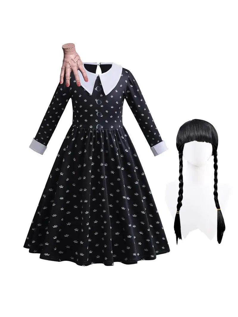Purim Girls Wednesday Cosplay Dress Halloween Costume & Casual Summer Outfit