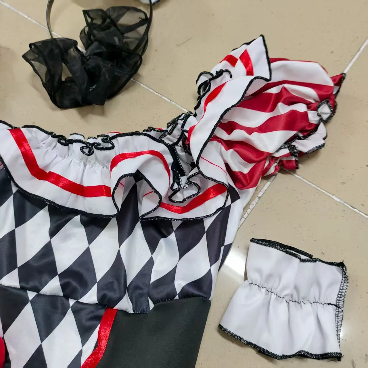 Women’s Clown Cosplay Costume, Halloween Circus Outfit, Stage Performance Dress