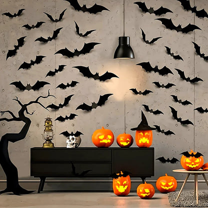 3D PVC Bat Wall Stickers – Halloween Scary Decorations & Party Props