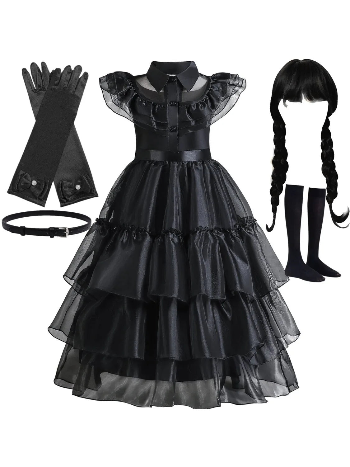 Purim Girls Wednesday Cosplay Dress Halloween Costume & Casual Summer Outfit
