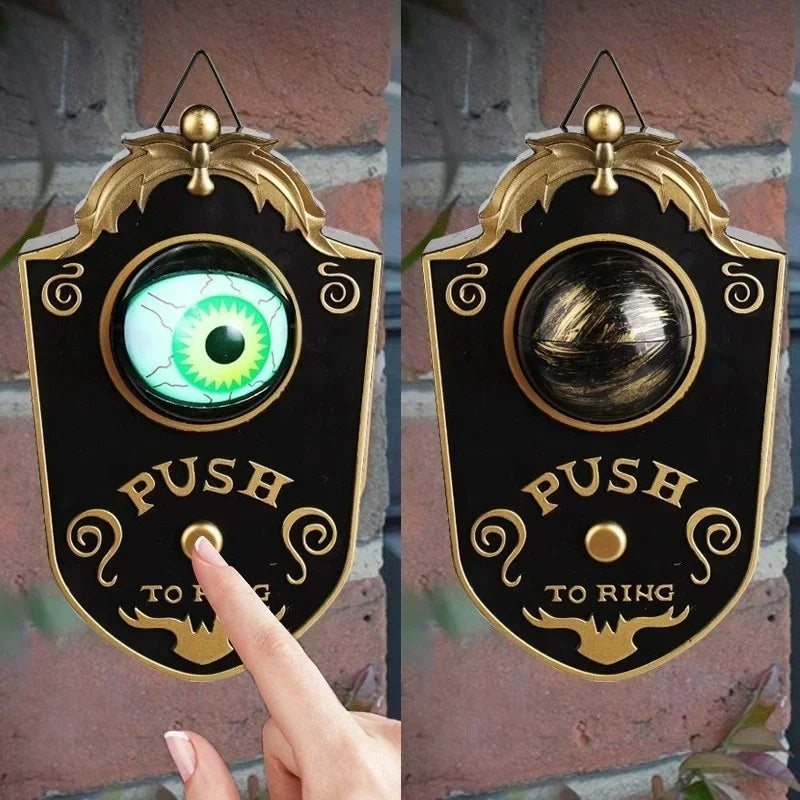 1/2PCS Halloween One-Eyed Doorbell Prop with Glowing Eyeball & Spider