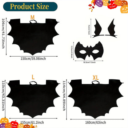 Halloween Bat Costume for Adults – Wing Cape, Eye Mask & Hair Clips
