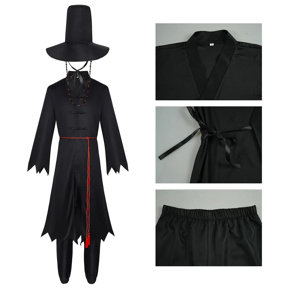 Children Demon Hunter Cosplay Set for Boys & Girls - Saja Kpop Costume with Top, Pants, Hat, and Earrings
