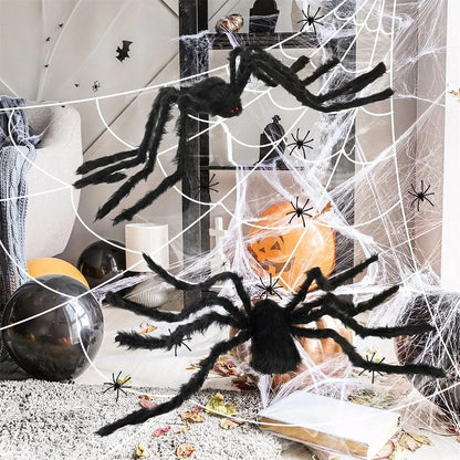 Giant Black Spider Halloween Decoration (30-200cm) for Haunted House & Party