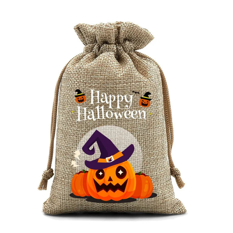 2025 New Halloween Drawstring Burlap Bag, Candy Chocolate Jewelry Gift Bag, DIY Wedding