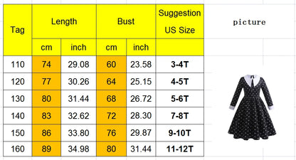 Purim Girls Wednesday Cosplay Dress Halloween Costume & Casual Summer Outfit