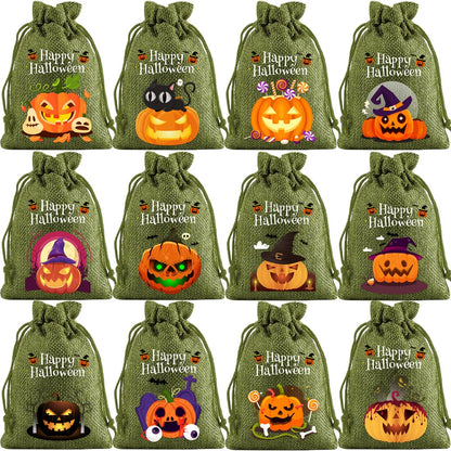 2025 New Halloween Drawstring Burlap Bag, Candy Chocolate Jewelry Gift Bag, DIY Wedding