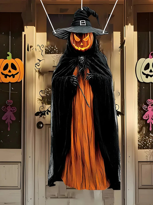 2D Halloween Evil Pumpkin Man Hanging Background Cloth for Indoor & Outdoor Decor