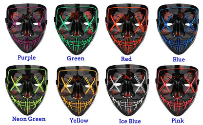 LED Light-Up Scary Halloween Mask for Cosplay & Parties