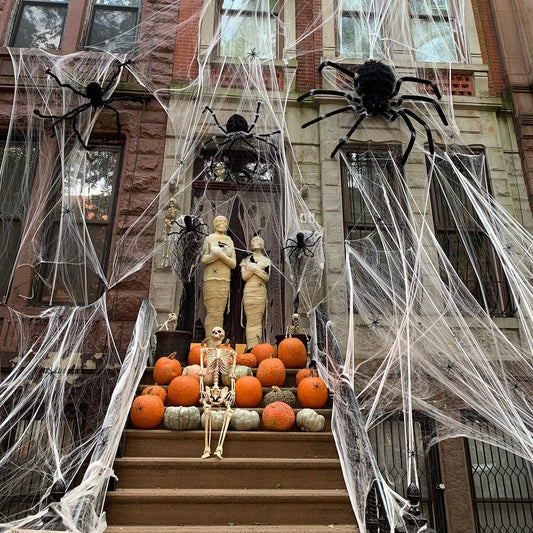 Halloween Super Stretch Spider Webs with Fake Spiders for Scary Party & Horror Decor