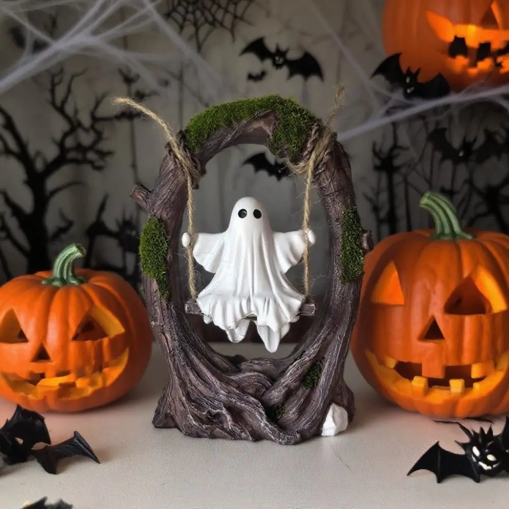 Halloween Swing Ghost Ornament, Spooky Ghost Statue Collectible