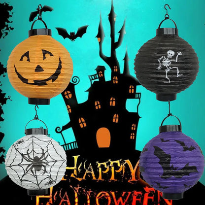 Halloween Hanging Lanterns – Pumpkin, Bat & Skeleton Decor