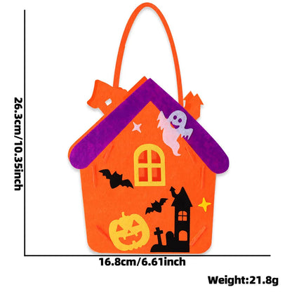 Felt Halloween Trick-or-Treat Bag with Spooky Pumpkin & Ghost Design