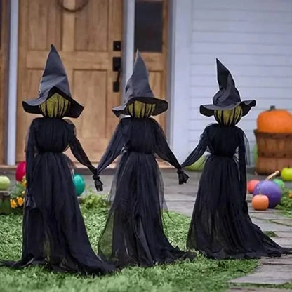 1.5M Light-Up Voice-Controlled Screaming Witches Halloween Decoration Holding Hands
