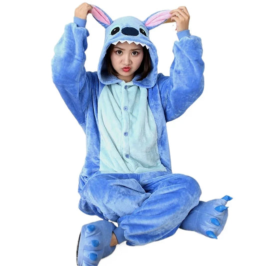 Adult Stitch Kigurumi Onesie, Animal Pajamas for Cosplay, Halloween & Christmas