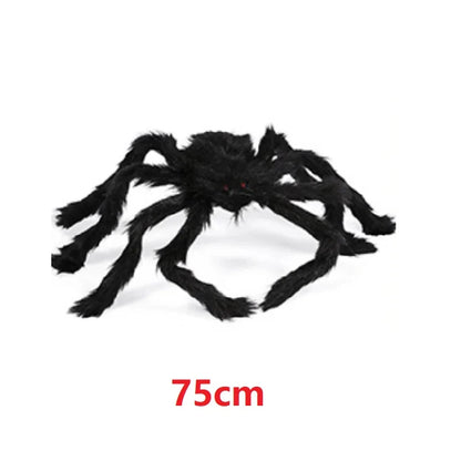 Giant Halloween Black Spider (30/90/150cm) with Web for Home & Haunted House Decor