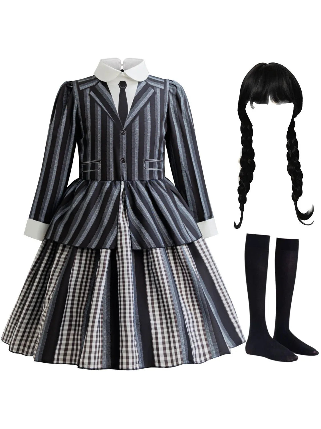 Purim Girls Wednesday Cosplay Dress Halloween Costume & Casual Summer Outfit