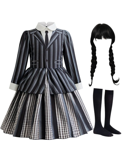 Purim Girls Wednesday Cosplay Dress Halloween Costume & Casual Summer Outfit