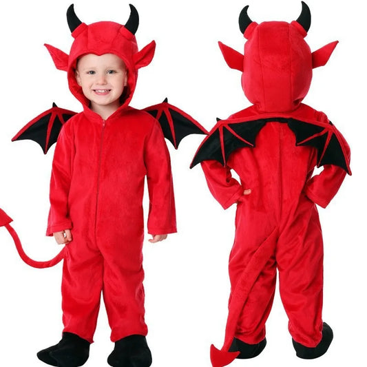Halloween Red Devil Bat Costume – Cute Demon Cosplay for Kids