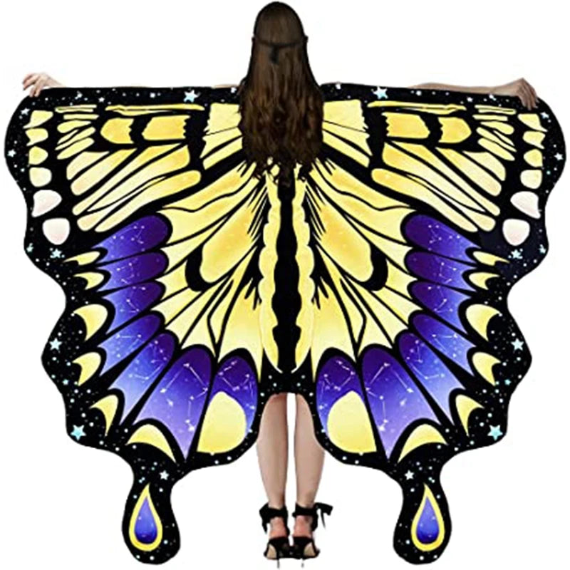 Women's Stage Dance Butterfly Wings Cape, Adult Cosplay Party Accessory