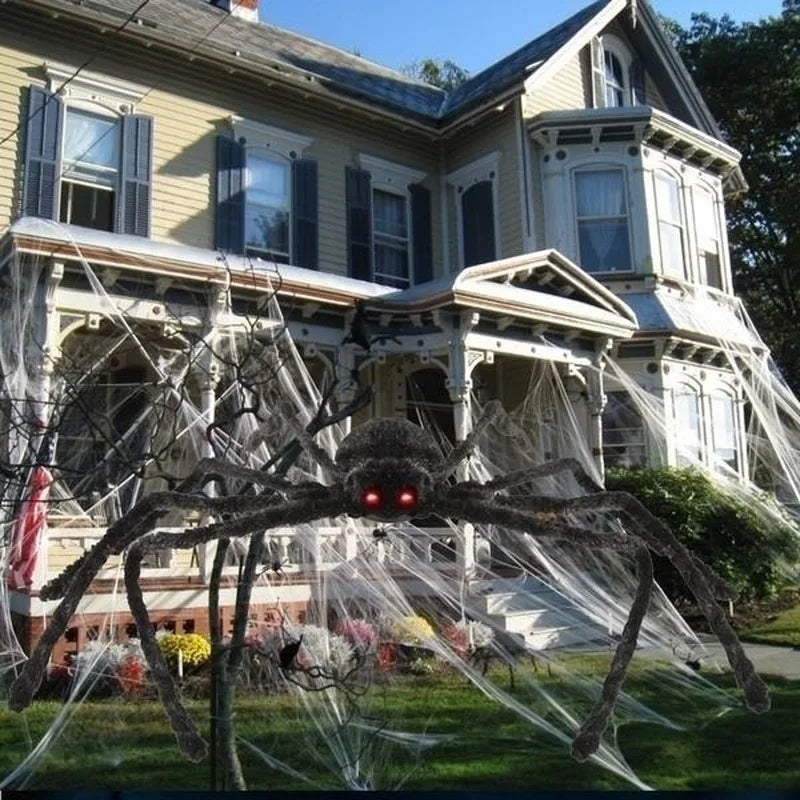 Giant Spider & Huge Web Halloween Decoration for Indoor & Outdoor Haunted Props