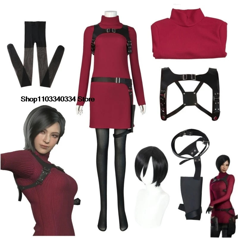 Female Resident Evil 4 Ada Wong Cosplay Costume, Halloween Outfit for Women & Girls