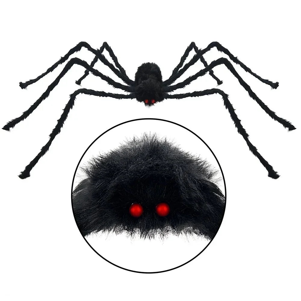 Giant Black Spider Halloween Decoration (30-200cm) for Haunted House & Party