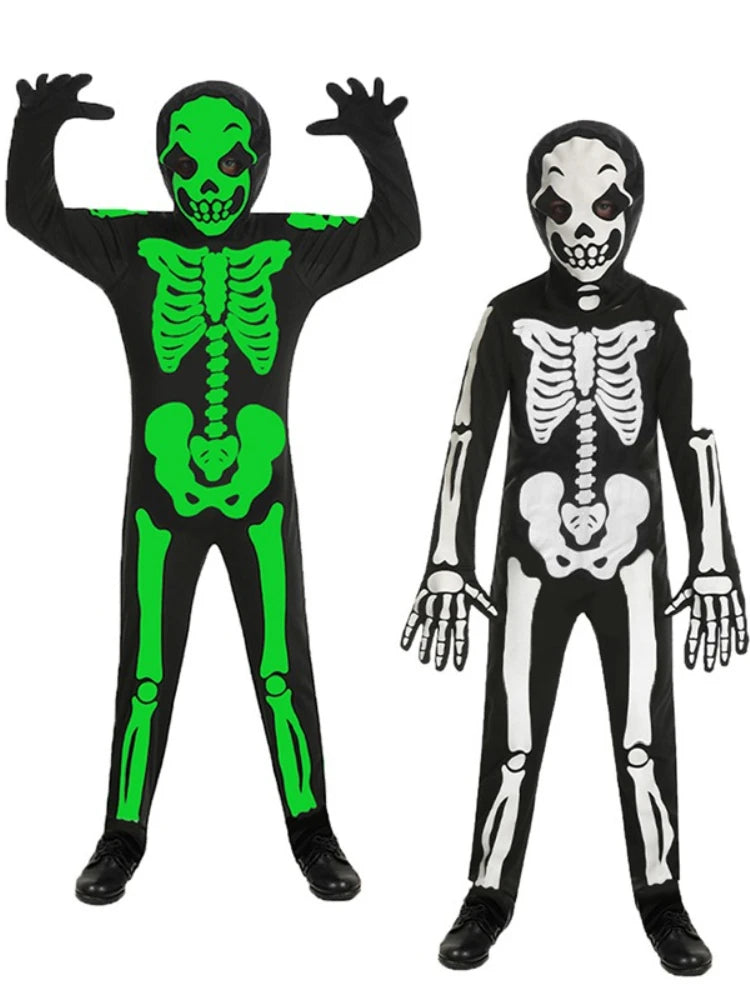 Halloween Skeleton Monster Costume – Glow-in-the-Dark Jumpsuit for Party