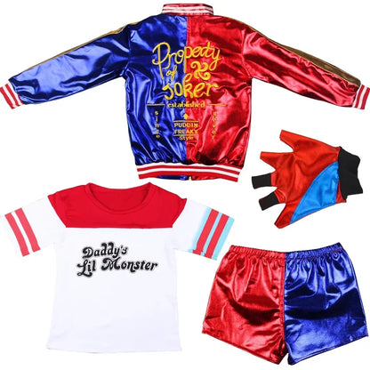 Adult Women's Joker Cosplay Costume, Halloween Party Outfit with Wig, T-shirt & Jacket