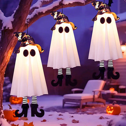 LED Light-Up Witch Ghost Halloween Hanging Ornament for Home & Yard Decoration