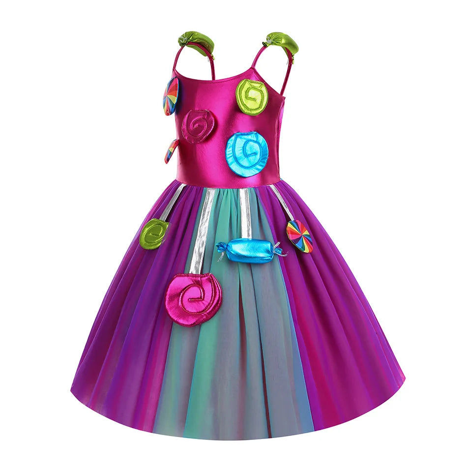 Candy Princess Halloween Dress with Headband & Candy Scepter, Sweet Party Costume