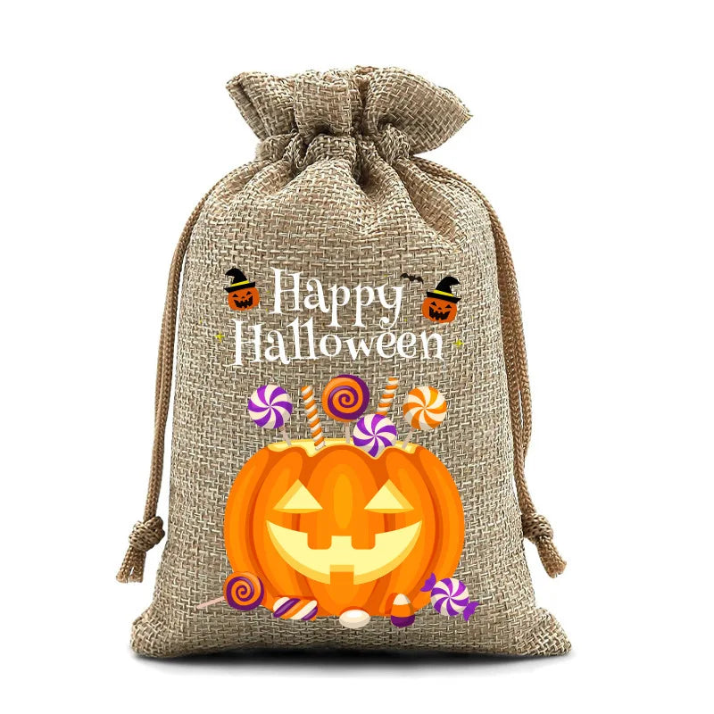 2025 New Halloween Drawstring Burlap Bag, Candy Chocolate Jewelry Gift Bag, DIY Wedding