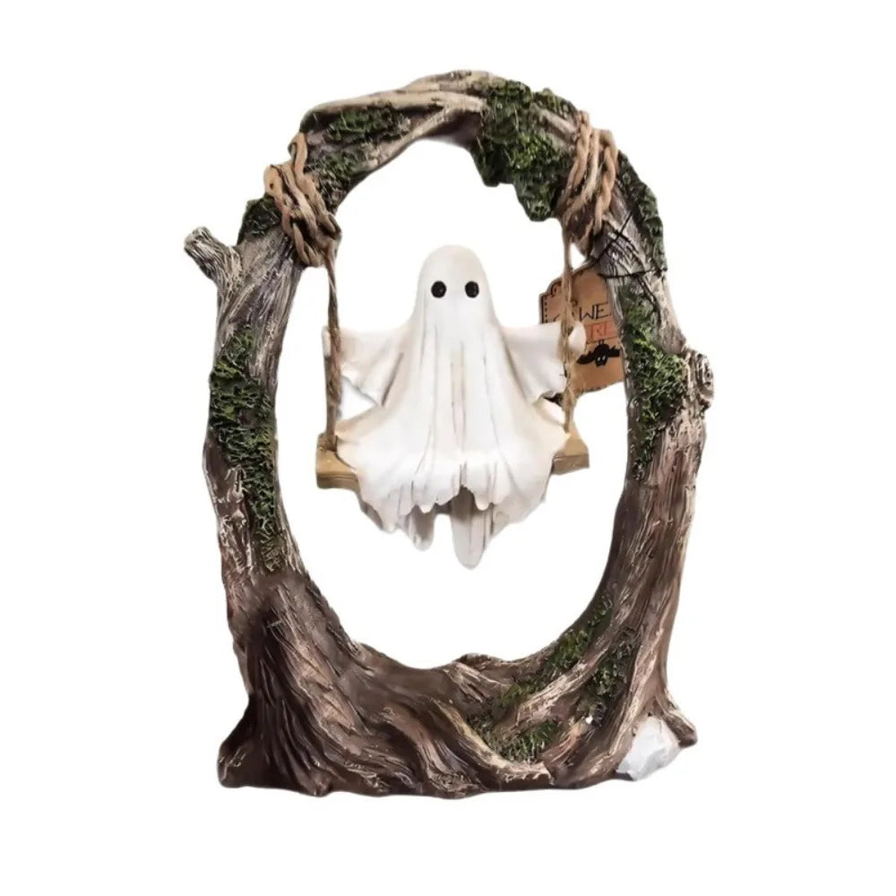 Halloween Swing Ghost Ornament, Spooky Ghost Statue Collectible