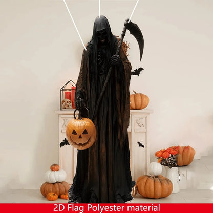2D Halloween Evil Pumpkin Man Hanging Background Cloth for Indoor & Outdoor Decor