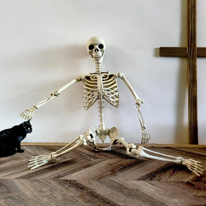 Life-Size Halloween Skeleton with Posable Joints for Garden & Spooky Photo Props