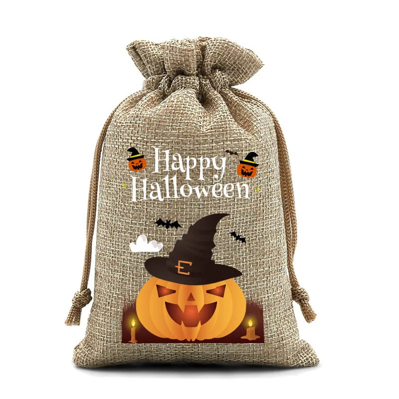 2025 New Halloween Drawstring Burlap Bag, Candy Chocolate Jewelry Gift Bag, DIY Wedding