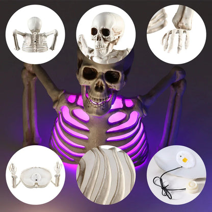 Halloween Decorations Glowing Skull Skeleton Human Head Haunted House Outdoor Yard Horror Props Holiday Scarry Home Supplies
