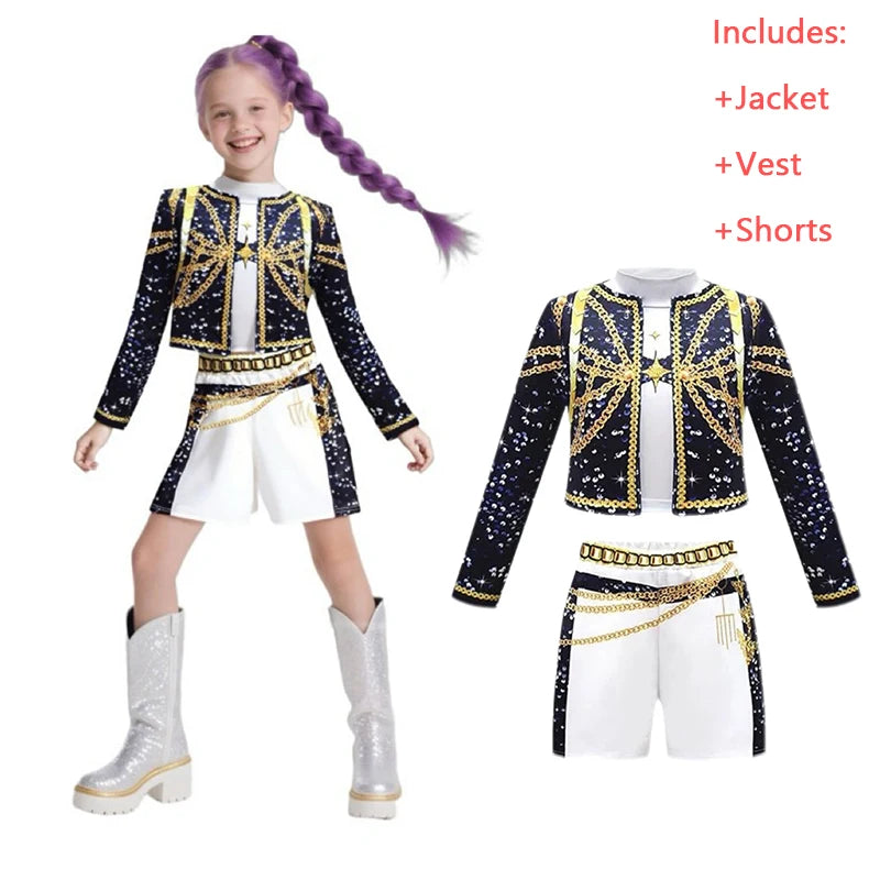 Kids Mira Rumi Zoey Cosplay Costume – Black Stage Outfit for Halloween