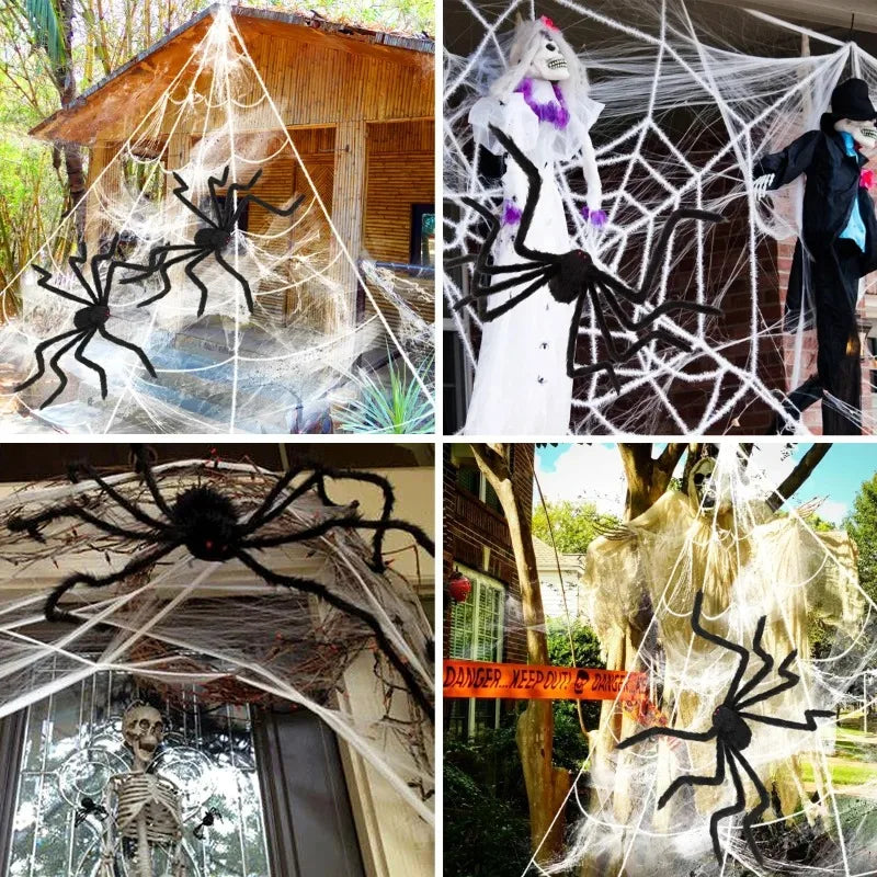Giant Black Spider Halloween Decoration (30-200cm) for Haunted House & Party