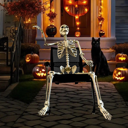 Life-Size Halloween Skeleton with Posable Joints for Garden & Spooky Photo Props