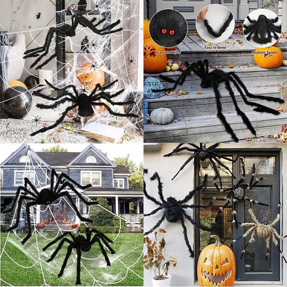 Giant Black Spider Halloween Decoration (30-200cm) for Haunted House & Party