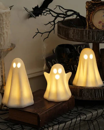2 Packs Glow-in-the-Dark Halloween Ghosts for Yard & Home Decoration